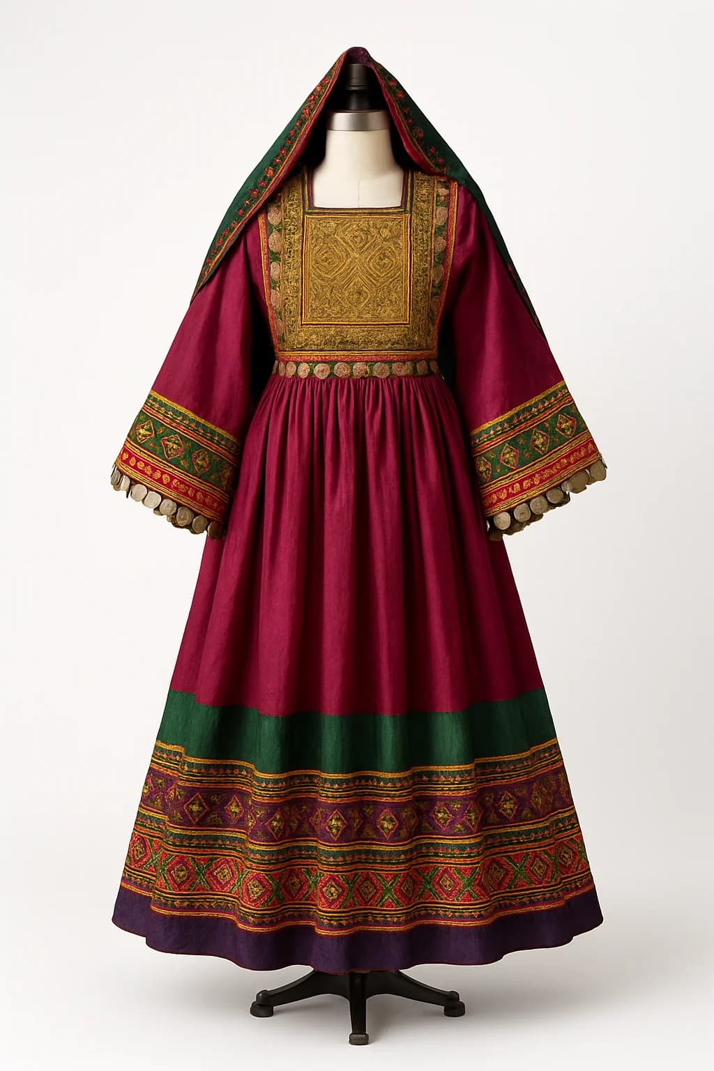 Kuchi celebration dress in gold, custom made by HMN Alteration & Tailoring