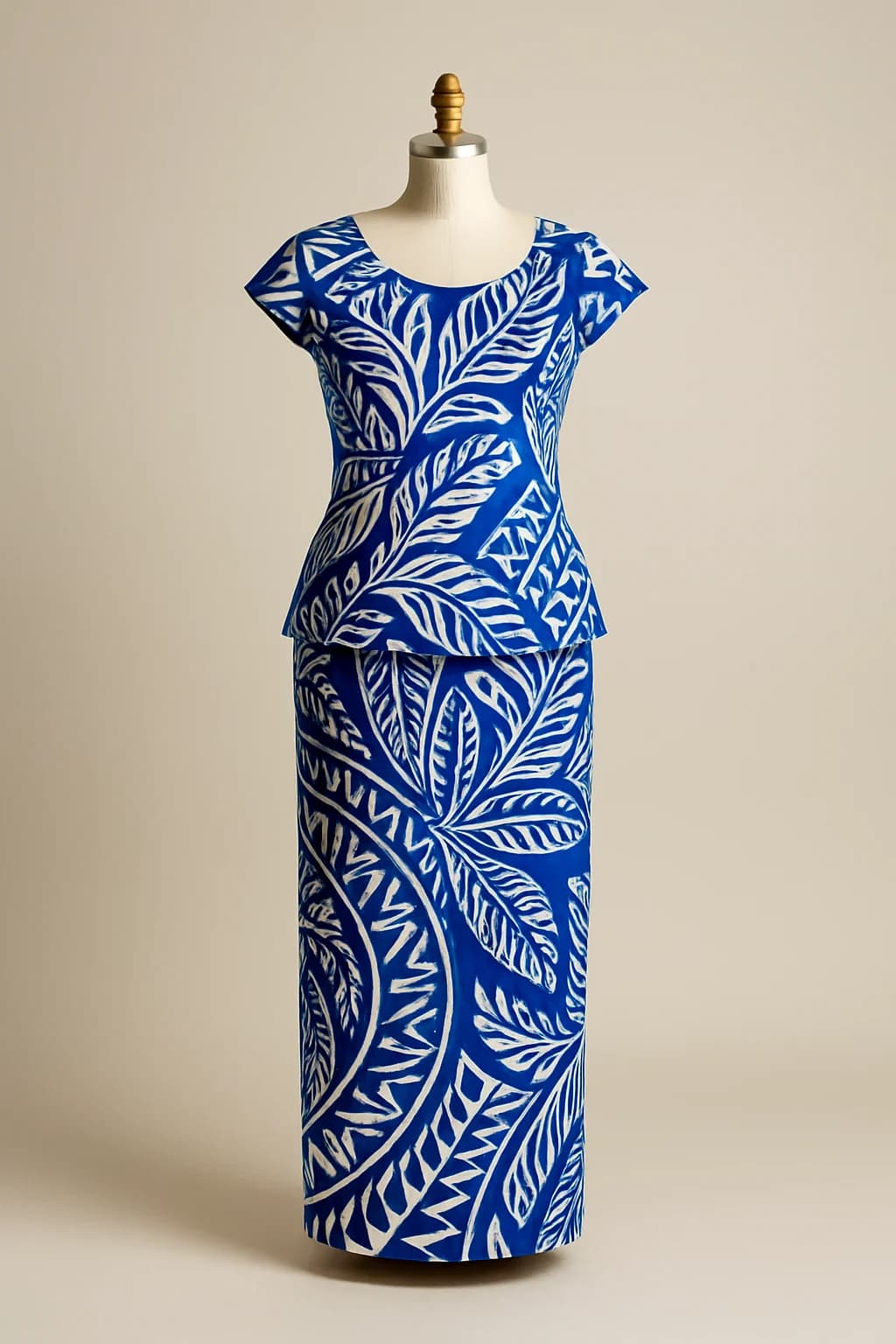 Blue elei print puletasi, custom made by HMN Alteration & Tailoring