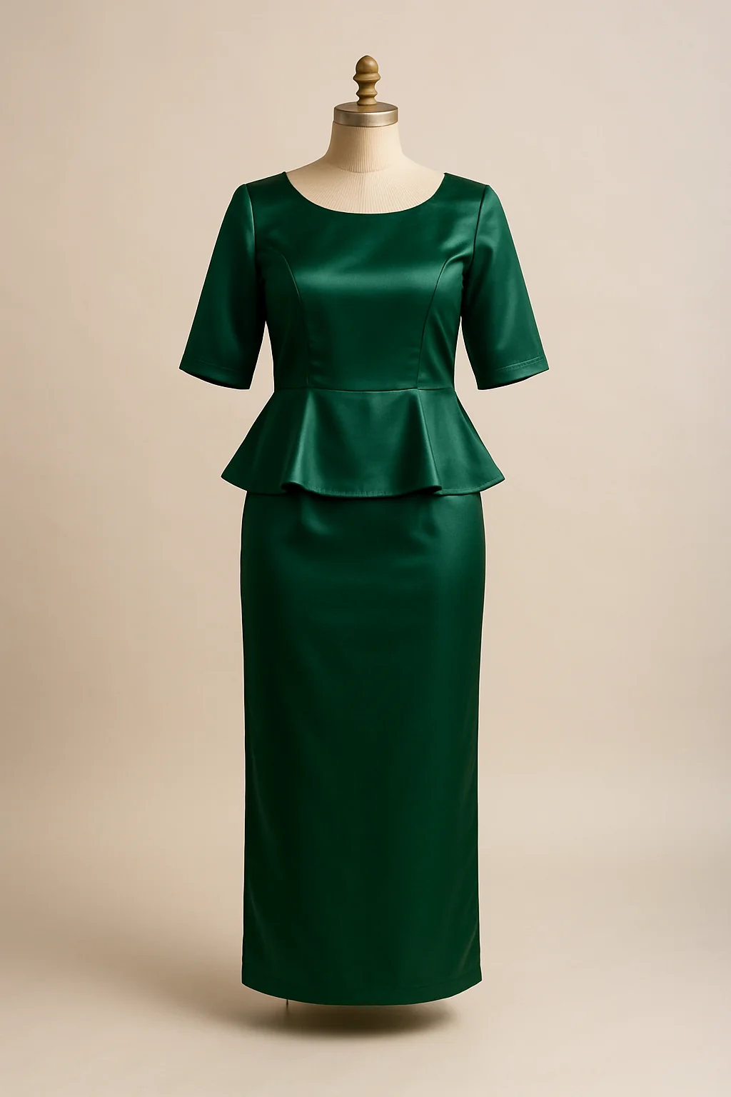 Emerald satin formal puletasi, custom made by HMN Alteration & Tailoring