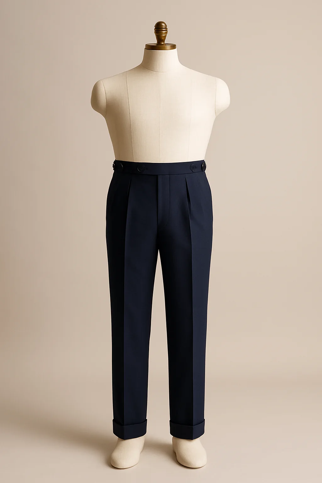 Navy pleated dress pants, custom made by HMN Alteration & Tailoring