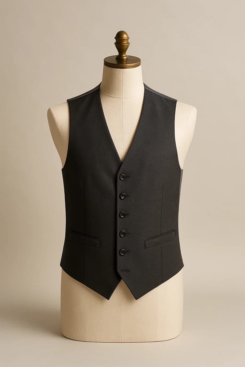 Charcoal suiting waistcoat, custom made by HMN Alteration & Tailoring