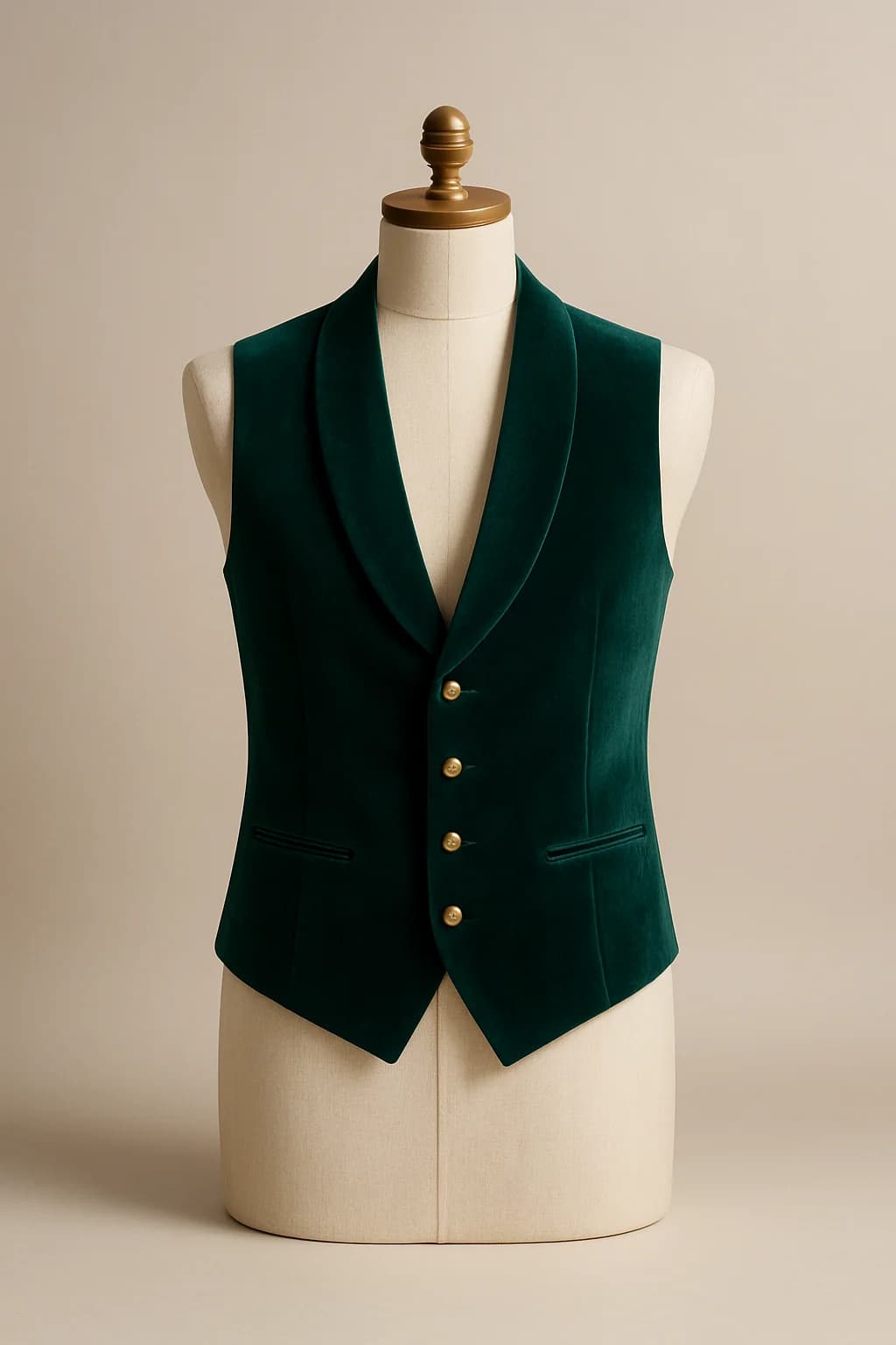 Emerald velvet wedding vest, custom made by HMN Alteration & Tailoring