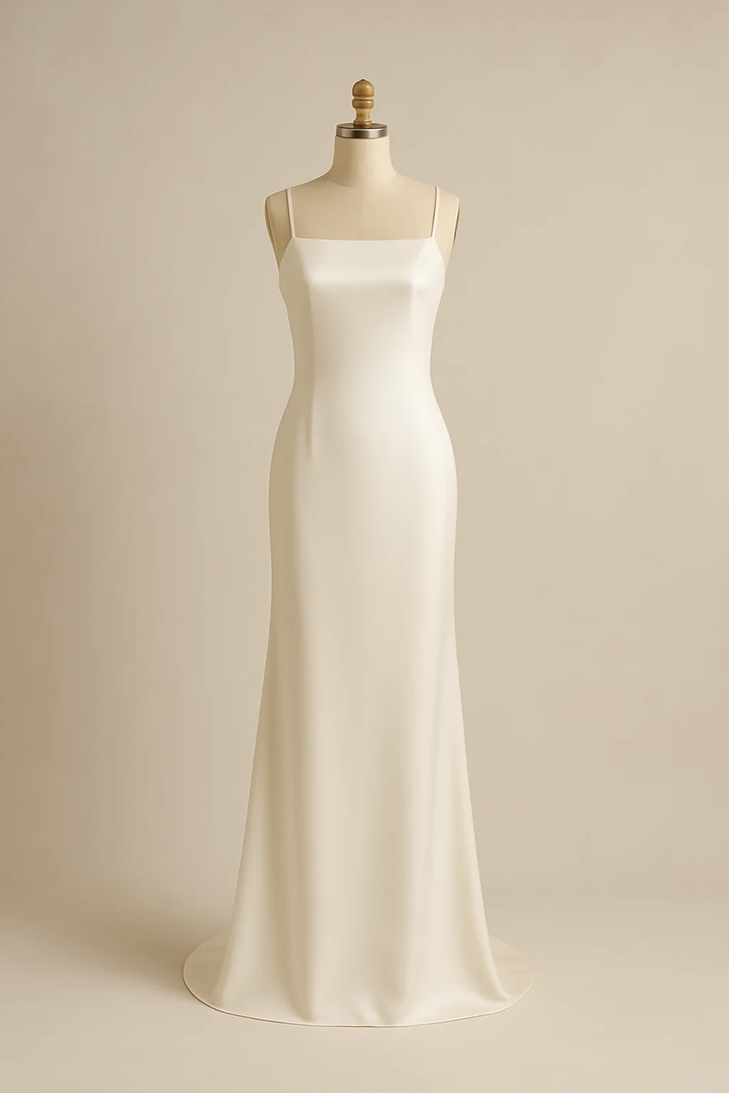 Ivory satin column gown with cowl back, custom made by HMN Alteration & Tailoring