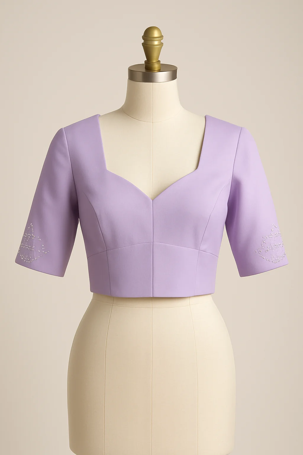 Lilac puff-sleeve saree blouse, custom made by HMN Alteration & Tailoring
