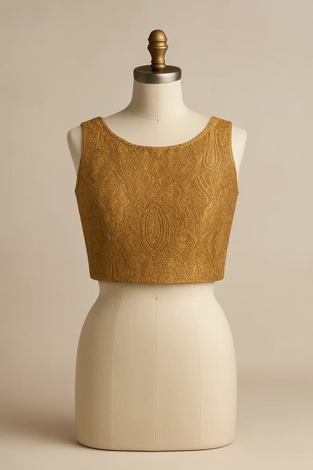 Gold brocade saree blouse, side view, custom made by HMN Alteration & Tailoring