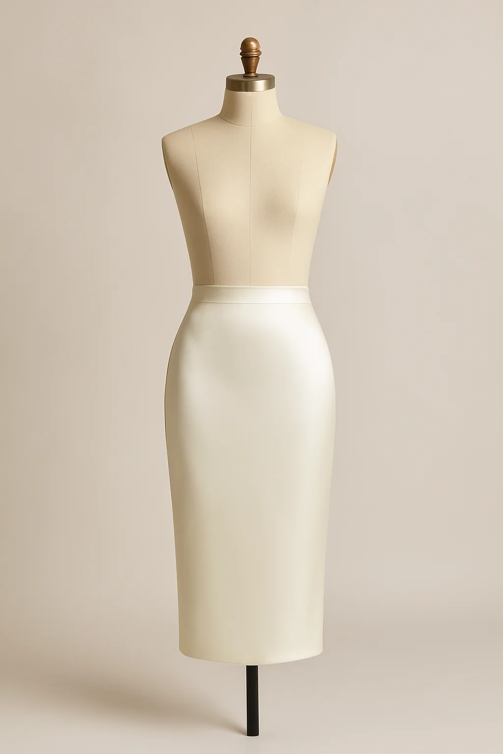 Ivory satin pencil skirt, custom made by HMN Alteration & Tailoring