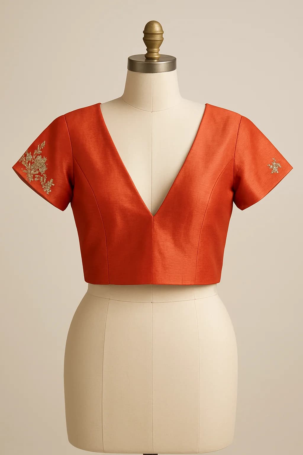 Orange tissue silk saree blouse, custom made by HMN Alteration & Tailoring