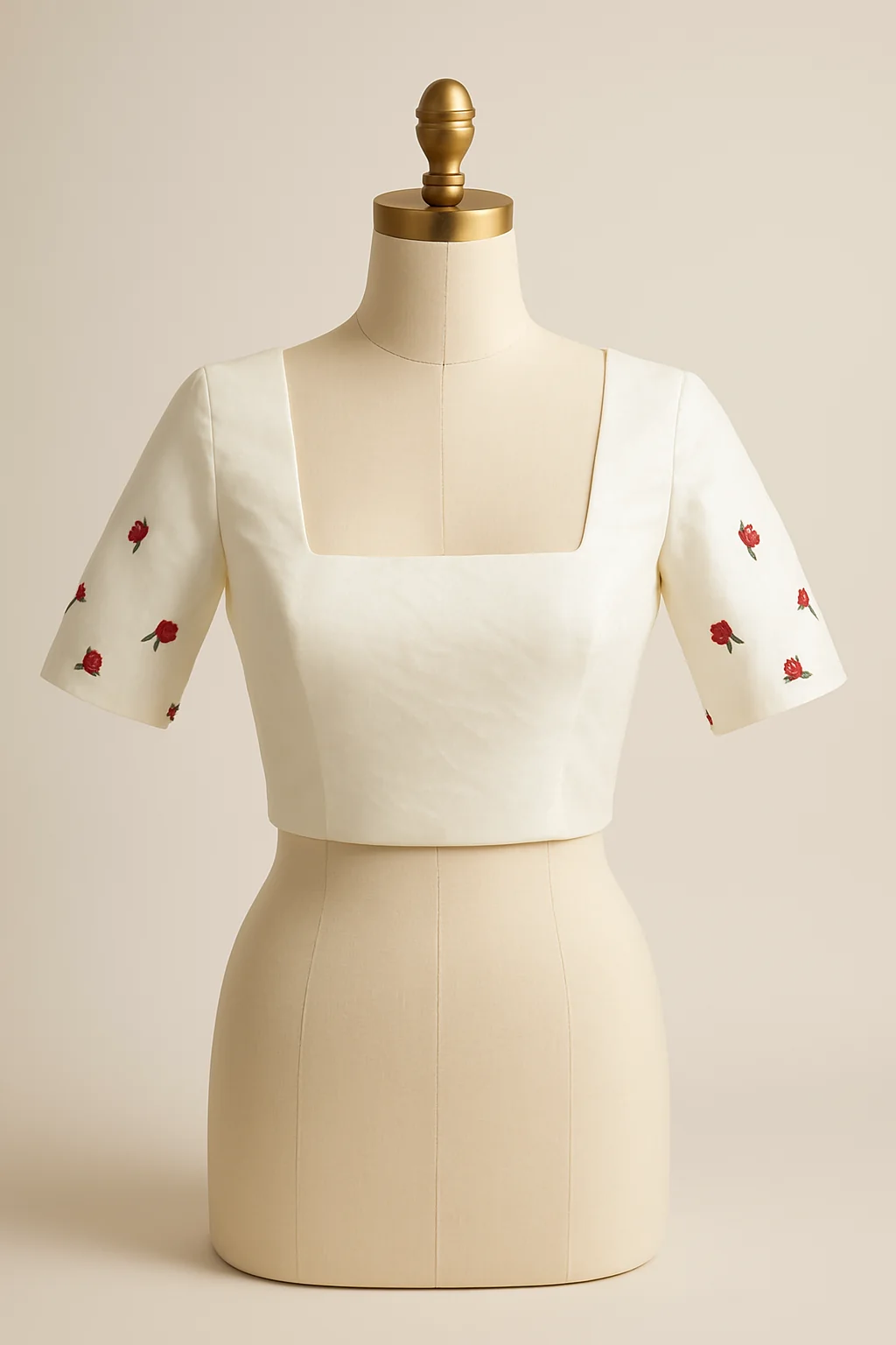 Ivory square-neck blouse toile, custom made by HMN Alteration & Tailoring