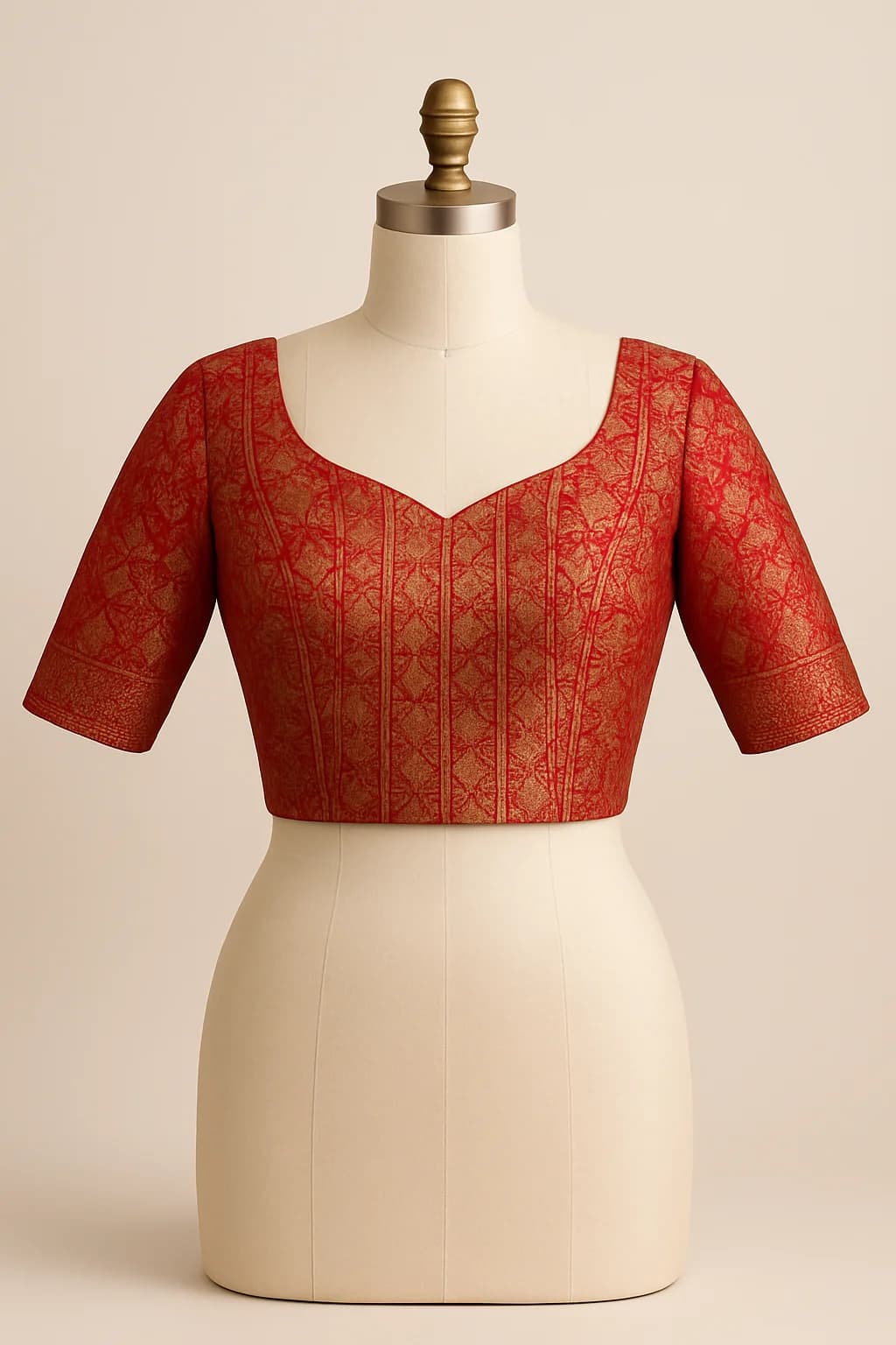 Red brocade saree blouse, custom made by HMN Alteration & Tailoring