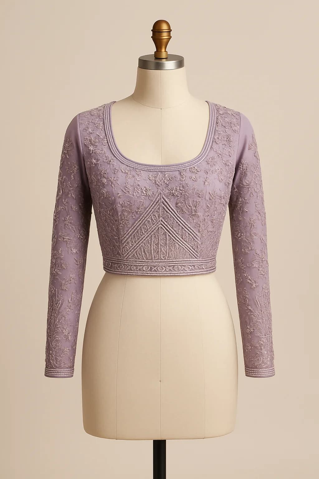 Lilac embroidered saree blouse, custom made by HMN Alteration & Tailoring