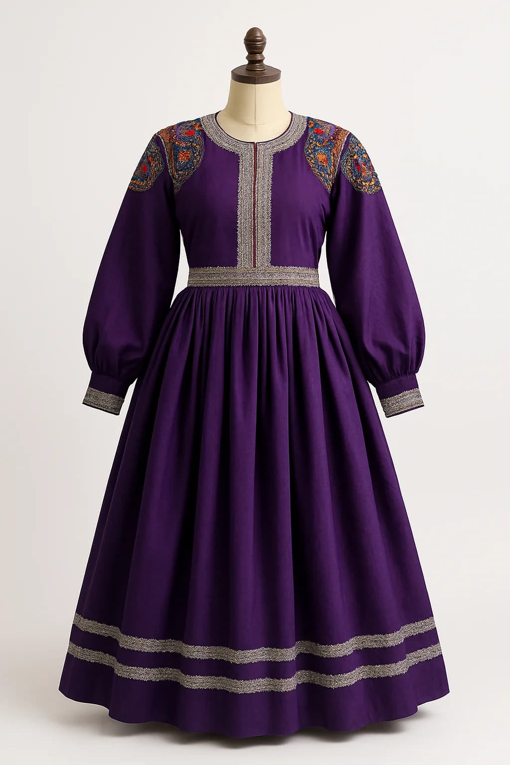 Purple Hazaragi dress with silver trim, custom made by HMN Alteration & Tailoring