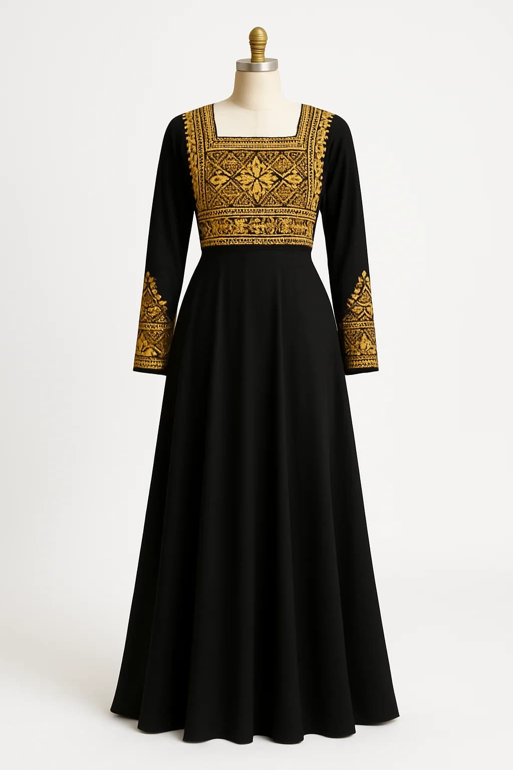 Black and gold evening gown, custom made by HMN Alteration & Tailoring
