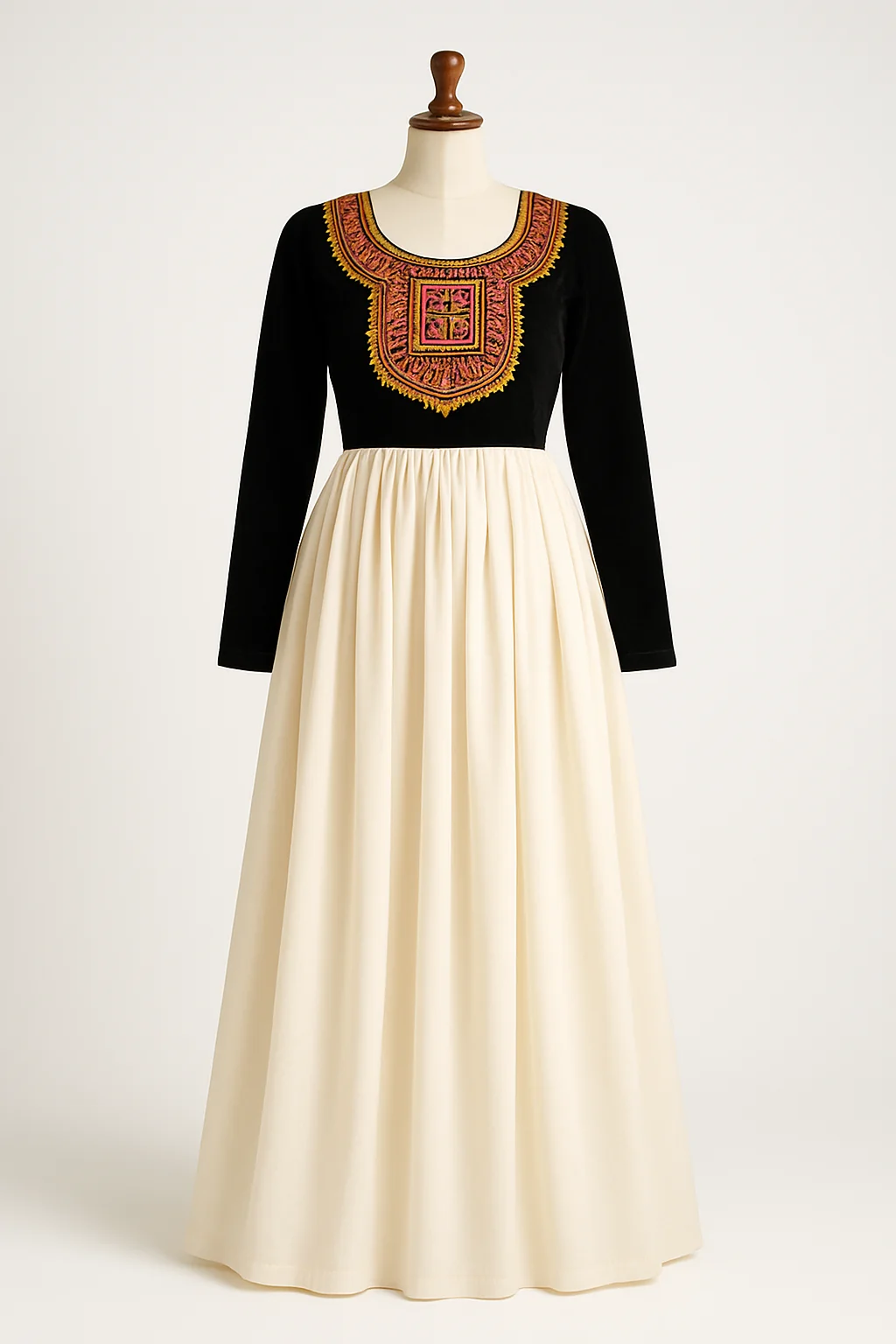 Modern Afghan gown with velvet bodice, custom made by HMN Alteration & Tailoring