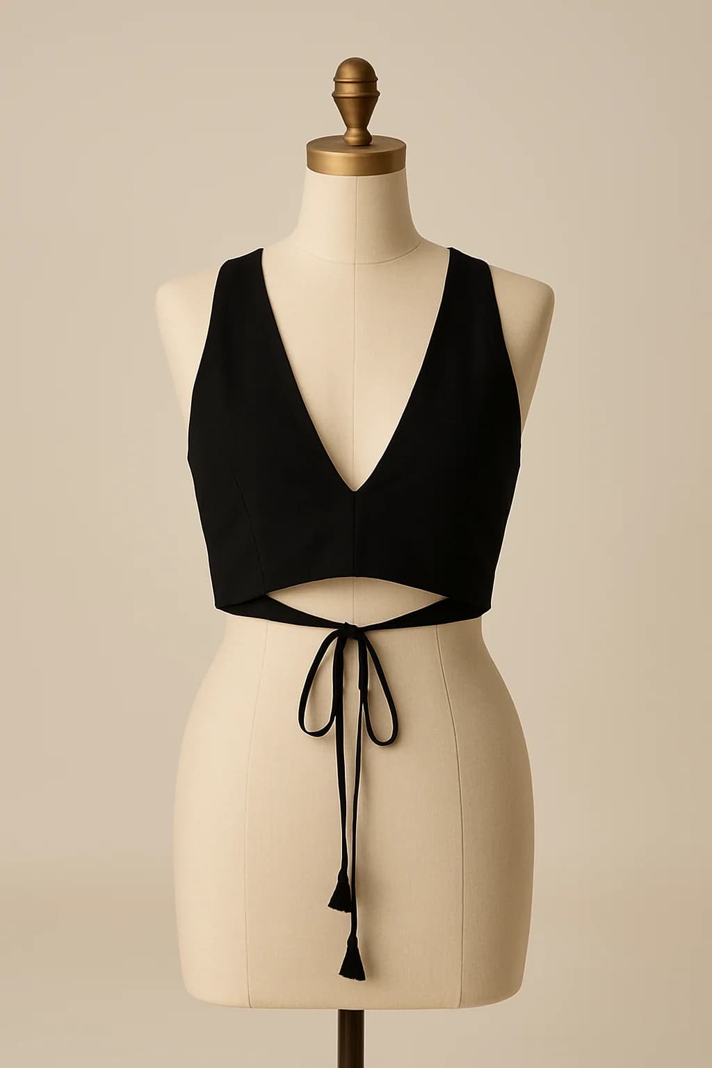 Black sleeveless tie-back blouse, custom made by HMN Alteration & Tailoring
