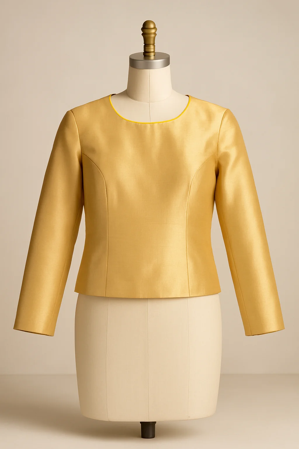 Gold silk boxy top, custom made by HMN Alteration & Tailoring