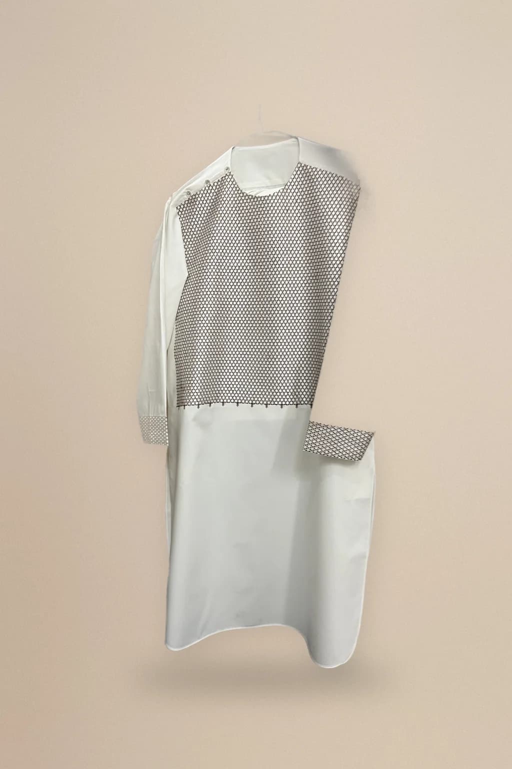 White tunic with mesh yoke and sleeves, custom made by HMN Alteration & Tailoring